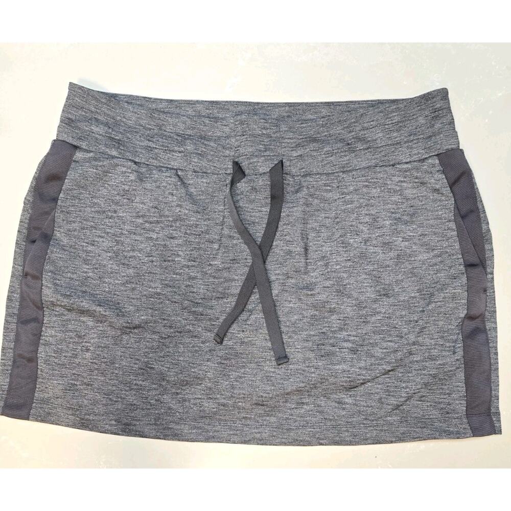 Athleta Women’s XL Gray Skort Tennis Golf Running Built In Shorts Zip Pocket